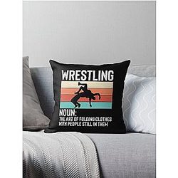 Wrestling Folding Clothes With People Still in Them Throw Pillow