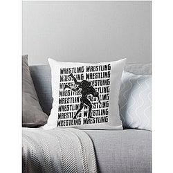 Wrestling Repeat Grapple Grappling Wrestler Black Throw Pillow