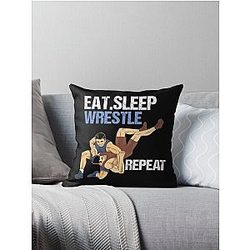 Wrestling Eat Sleep Wrestle Repeat Fighter Gift Throw Pillow