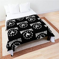 Wrestle design Wrestling Match Silhouette Gift Wrestler Boy Comforter