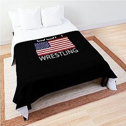 Wrestling Team Wrestle Usa American Flag Wrestler Coach Gift Comforter