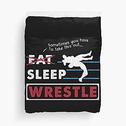 Eat Sleep Wrestle Gift Idea Wrestler Wrestling Coach graphic Duvet Cover