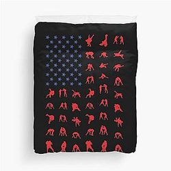 American Flag Wrestling Shirt, Funny Wrestling Gift, Wrestling Coach Gift, Wrestling Lover Shirt, Wrestling Fan Shirt, Wrestler Team Shirt Duvet Cover