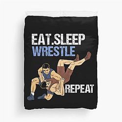 Wrestling Eat Sleep Wrestle Repeat Fighter Gift Duvet Cover