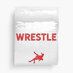 Eat Sleep Wrestle Silhouette Red for Wrestlers, Wrestling Coach, Cool Gift Jiu Jitsu or MMA Grappling Duvet Cover