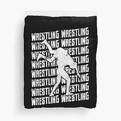 Wrestling Repeat Grapple Grappling Wrestler White Duvet Cover