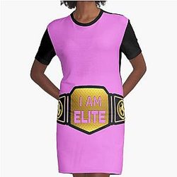Wrestling Belt I Am Elite Choose Background Color Graphic T-Shirt Dress