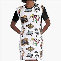 pro wrestling sticker pack  Pro wrestling pattern Graphic T-Shirt Dress