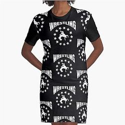 Wrestle design Wrestling Match Silhouette Gift Wrestler Boy Graphic T-Shirt Dress