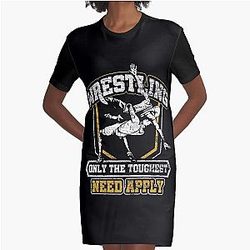 Wrestling Hard Guys Graphic T-Shirt Dress