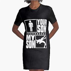Wrestling Parents Gift - Your Son vs My Son Graphic T-Shirt Dress