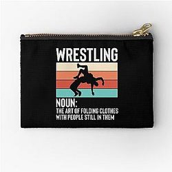 Wrestling Folding Clothes With People Still in Them Zipper Pouch
