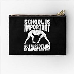 School is important, but wrestling is more important Ring Zipper Pouch