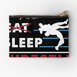 Eat Sleep Wrestle Gift Idea Wrestler Wrestling Coach graphic Zipper Pouch