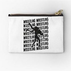 Wrestling Repeat Grapple Grappling Wrestler Black Zipper Pouch