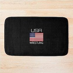 Wrestling Team Wrestle Usa American Flag Wrestler Coach Gift Bath Mat
