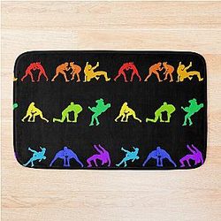 Colorful Wrestling Art Bath Mat