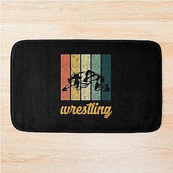 Retro Wrestling Vintage Wrestler Sports Bath Mat