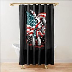 Dabbing Wrestling Boy Wrestler US Flag Shower Curtain