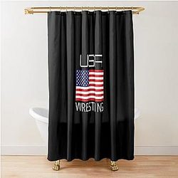 Wrestling Team Wrestle Usa American Flag Wrestler Coach Gift Shower Curtain