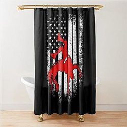 Vintage Usa American Flag Wrestling Sport Wrestler Patriotic Shower Curtain