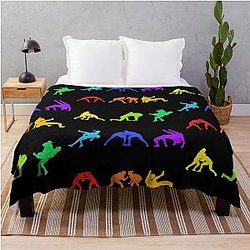 Colorful Wrestling Art Throw Blanket
