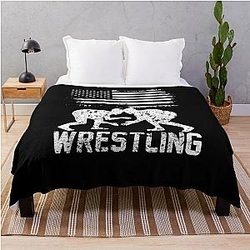 American Flag Wrestling Usa Flag Wrestling Throw Blanket