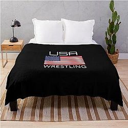 Wrestling Team Wrestle Usa American Flag Wrestler Coach Gift Throw Blanket