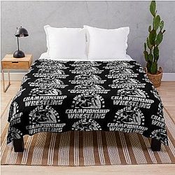 of World Class Championship Wrestling distressed in white Throw Blanket