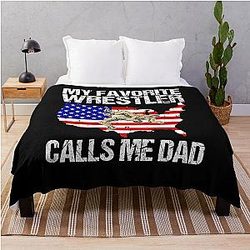 Favorite Wrestler Calls Me Dad USA Wrestling Throw Blanket