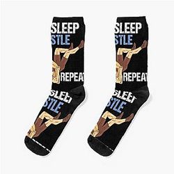 Wrestling Eat Sleep Wrestle Repeat Fighter Gift Socks