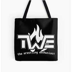 The Wrestling Enthusiast Logo White All Over Print Tote Bag