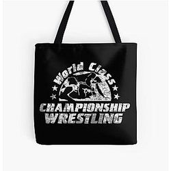 of World Class Championship Wrestling distressed in white All Over Print Tote Bag