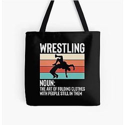 Wrestling Folding Clothes With People Still in Them All Over Print Tote Bag