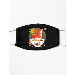 Aggretsuko Face Masks - FOX LEAVES RAMEN Black Mask