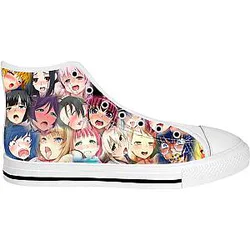 Ahegao Shoes - High Top Converse Anime Manga Girl Mixed (White)