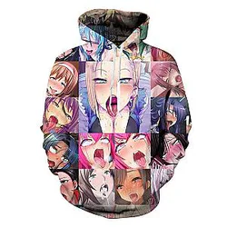 Ahegao Hoodie - 3D Sexy Art Printed Ahegao Pullover Hoodie