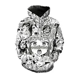 Ahegao Hoodie - Ahegao White And Black Printed 3D Hoodie