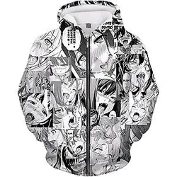 Ahegao Zip Up Hoodie Hentai Face