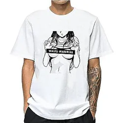 Ahegao T-shirt Print Waifu Material