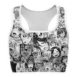 Ahegao Sports Bra Black White Face Meme
