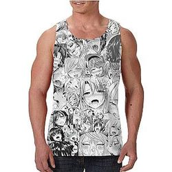 Ahegao Tank Top - Printed Anime Ahegao Sexy Face Tank Top
