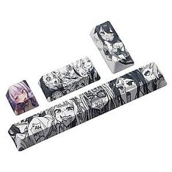 4Pcs Japanese Anime PBT Space Keycaps Ahegao 6.25U ESC Spacebar Keyboard AL2402