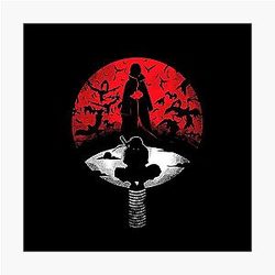 Itachi Uchiha Red Moon Akatsuki Design Naruto Shadow Art Photographic Print