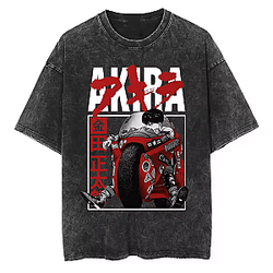Red Typography Street PTTT2204 Washed Akira T-Shirts