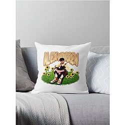 Sunflower on Grass Alex Warren Throw Pillow
