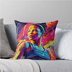 UFC Champion: Amanda Nunes - Reigning  Icon in Dazzling Glory Throw Pillow