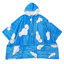 Demon Slayer Blue Hooded Wearable Blanket Hoodie Throw Blanket Cosplay 160x100 cm HTA1404 Meo Cua Hoodies