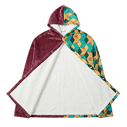 Demon Slayer Giyu Hooded Wearable Blanket Hoodie Throw Blanket Cosplay 160x100 cm HTA1404 Meo Cua Hoodies