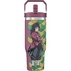 Demon Slayer Kimetsu No Yaiba Giyu Water Hashira Tumbler with Lid, 30 Oz Water Cup, HTA1504 Meo Cua Mugs